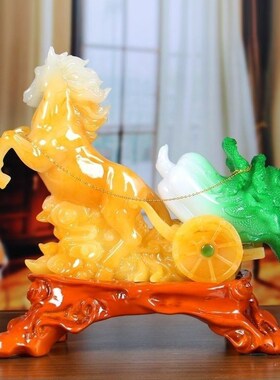 马上发财玉白菜家居m装饰招财办公室客厅店铺开业马摆件送礼工艺