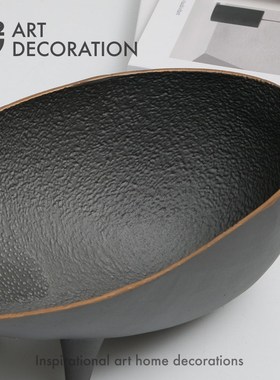 侘寂风金属果盘创意带脚花器茶几餐桌装饰摆件展厅家具样板房软装