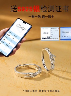 蓝桉已遇释槐鸟银情侣戒指一对小众刻字对戒情人节礼物送男女友