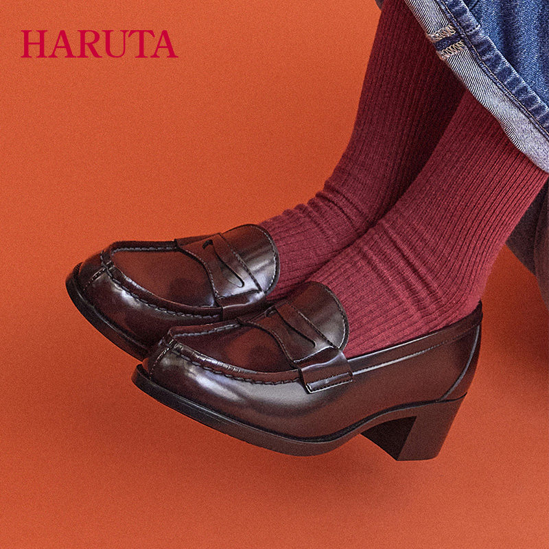 Haruta4603日系学生百搭正统中跟粗跟学院小皮鞋JK制服鞋乐福鞋女,淘宝优惠券,粉丝福利购,淘宝优惠卷
