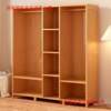 Bedroom household simple assembly wardrobe rental room economical fabric solid wood cabinet sturdy and durable bamboo hanging wardrobe