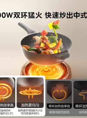 美的钛陶不粘分体多功能电炒锅