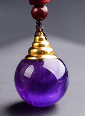 天然紫水晶舍利塔佛塔舍利子甘露丸水晶塔嘎乌盒宝瓶吊坠