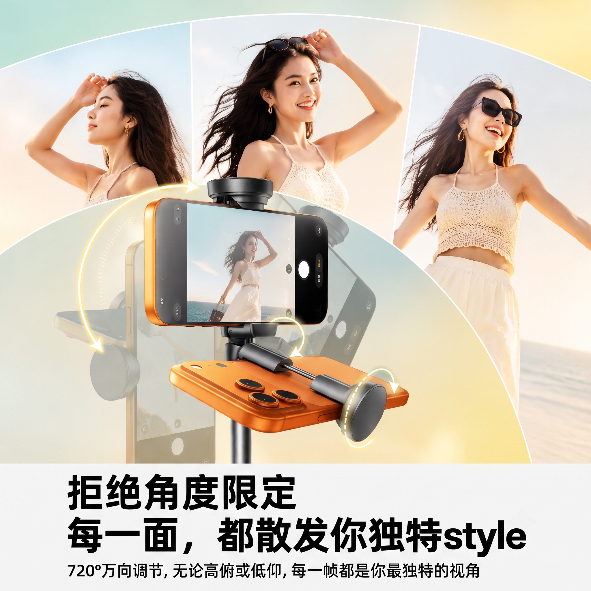 2026新款自拍杆落地四脚架便携式手持通用360度拍照神器演唱支架