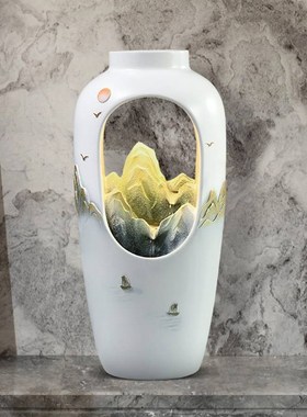 新中式国潮风花瓶m流水摆件客厅玄关家居软装乔迁新居轻奢高档礼