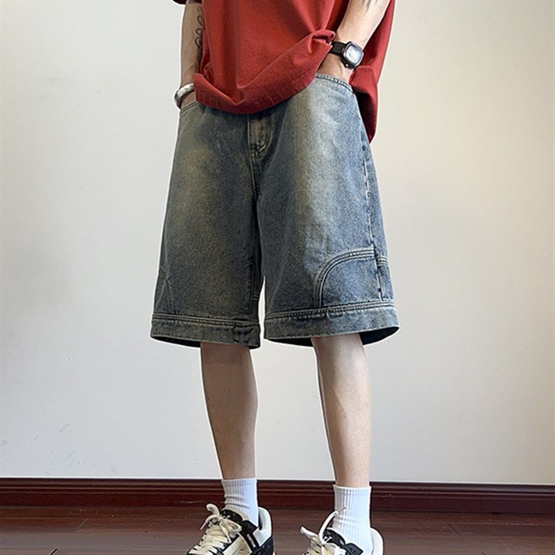 300斤大码男装反穿牛仔短裤男美式潮牌宽松百搭港风休闲阔腿中裤2,淘宝优惠券,粉丝福利购,淘宝优惠卷