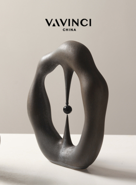 梵其北欧灰色创意抽象几何陶瓷z摆件样板间客厅桌面工艺装饰品摆