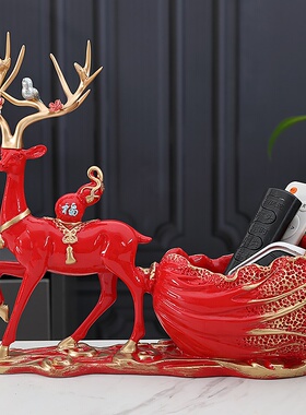 入户进门口放钥匙收纳摆件客厅轻奢鞋柜玄关招财鹿装饰品乔迁礼物