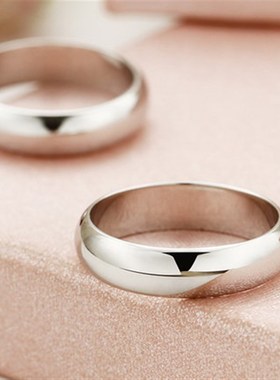 光面银戒指 闭口刻字男女款情侣对戒990简约厚实指环韩版礼物女友
