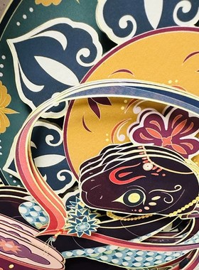 装饰画摆件客厅桌面电视柜3D立体国潮非遗家居办公室桌艺术生肖蛇