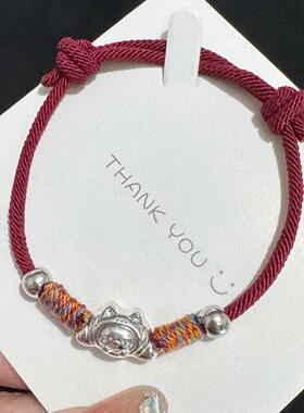 可颂猫手链女小众设计面包吊坠