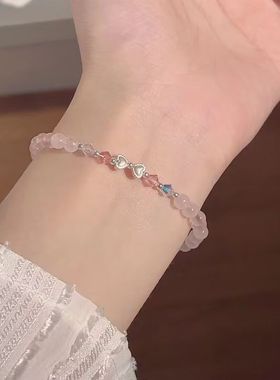 蜜桃汽水甜美蝴蝶结串珠手链学生