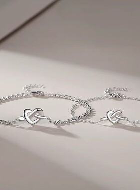 爱心交织情侣手链同心结ins冷淡