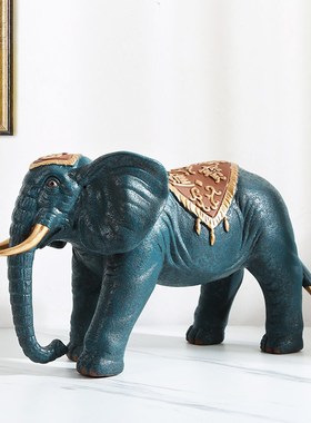 陶瓷大象摆件一对招财开业礼品客厅玄关电视酒柜办公吉.祥吉象装