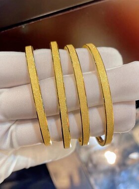 古法金包银筷子手镯女四方闪砂拉丝素圈镯子手环礼物送女友送妈妈