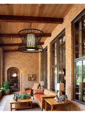 东南亚竹艺藤艺灯笼竹子灯饰中式田园创意餐厅茶室过道竹编吊灯