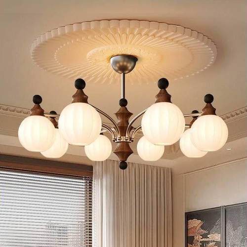 中古风灯具美式复古客厅灯吊灯卧室吊灯感实木书房餐厅吊灯灯具 - 图3