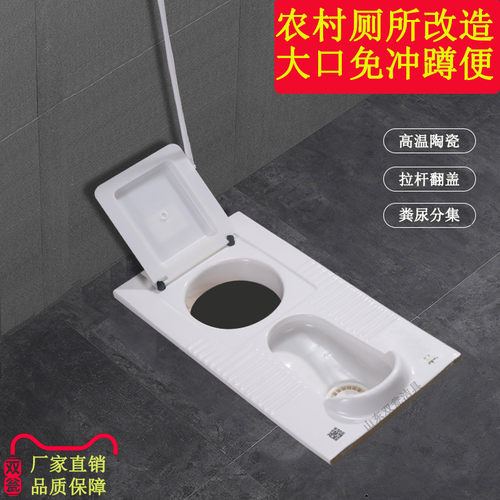 新农村厕所改造粪尿分集蹲便器陶瓷蹲坑大小便分离新型旱厕免水冲 - 图0