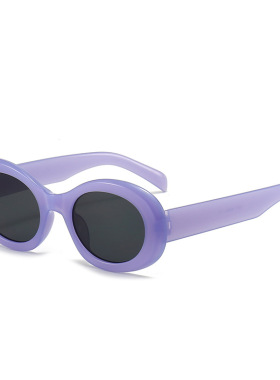 2023新款紫色椭圆形大圆脸显瘦墨镜级感凹造型美式太阳眼镜女款