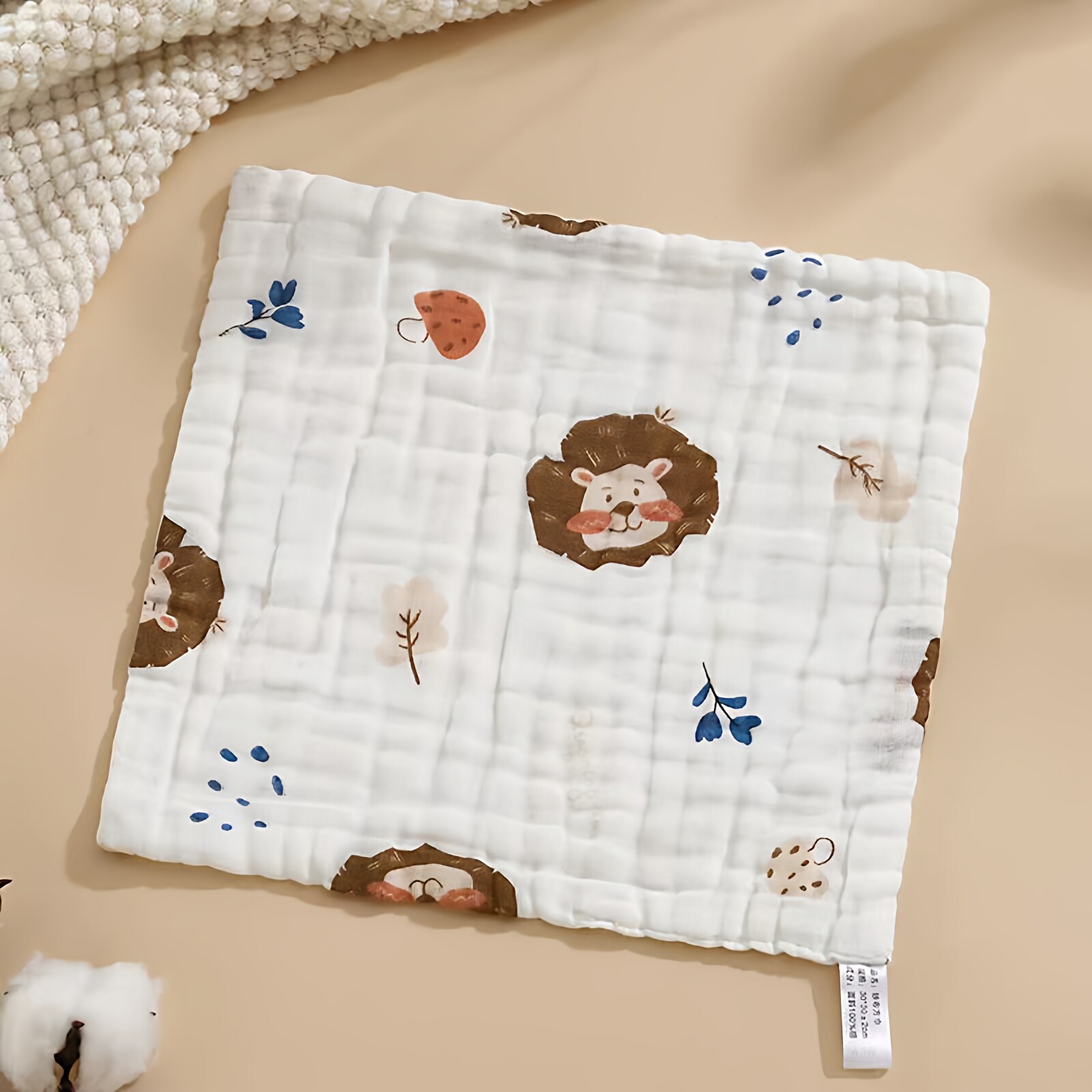 宝宝口水巾纯棉纱布婴儿方巾柔软卡通儿童洗脸巾新生儿小方巾童巾