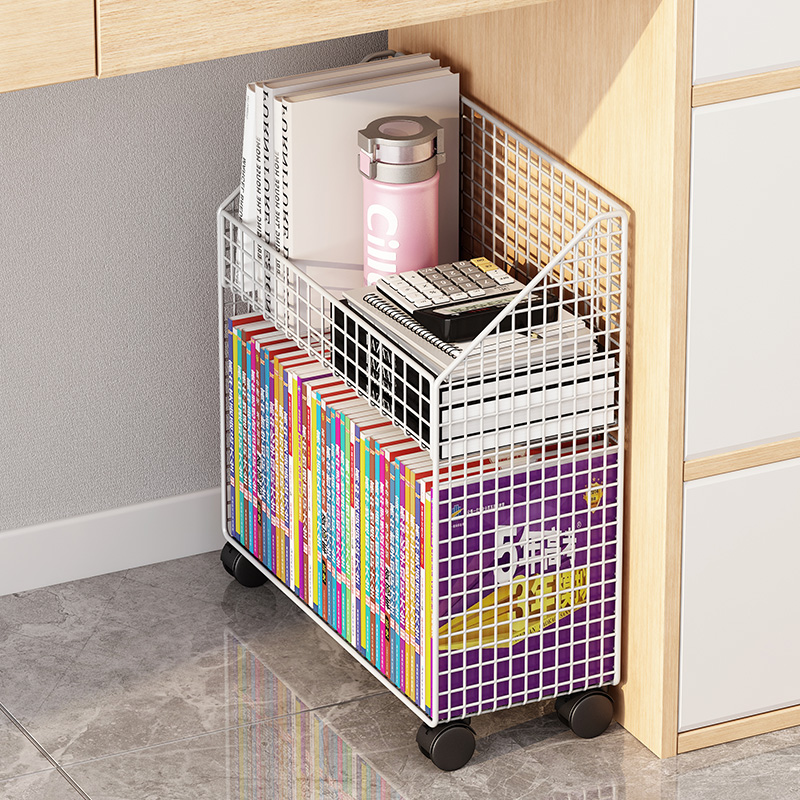 书架置物架落地桌下可移动带轮办公桌文件收纳柜书桌旁小推车书柜 - 图3