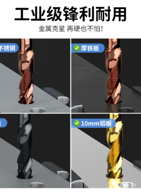 钻攻一体机用复合丝锥丝攻钻头螺旋自攻螺丝不锈钢开牙专用m6套装