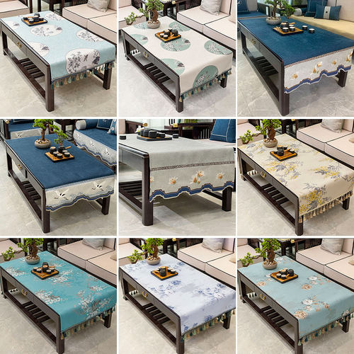 新中式桌旗茶几桌布巾现代防滑长条茶旗电视柜茶台布客厅装饰定制 - 图1