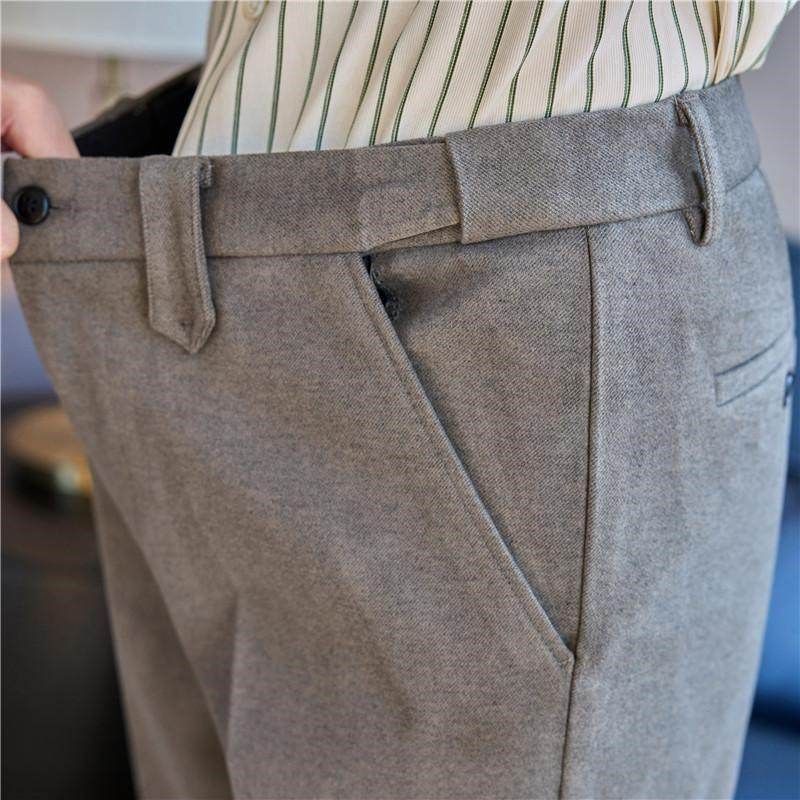 秋冬毛呢加厚西裤男九分裤松紧腰商务西装裤小脚直筒正装休闲长裤,淘宝优惠券,粉丝福利购,淘宝优惠卷
