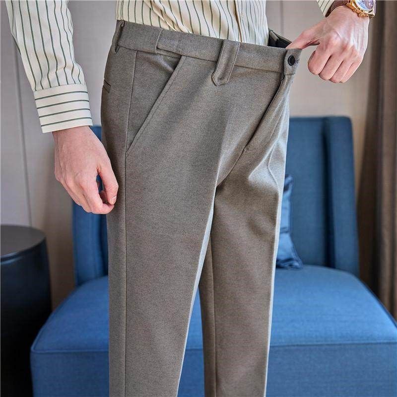 秋冬毛呢加厚西裤男九分裤松紧腰商务西装裤小脚直筒正装休闲长裤,淘宝优惠券,粉丝福利购,淘宝优惠卷
