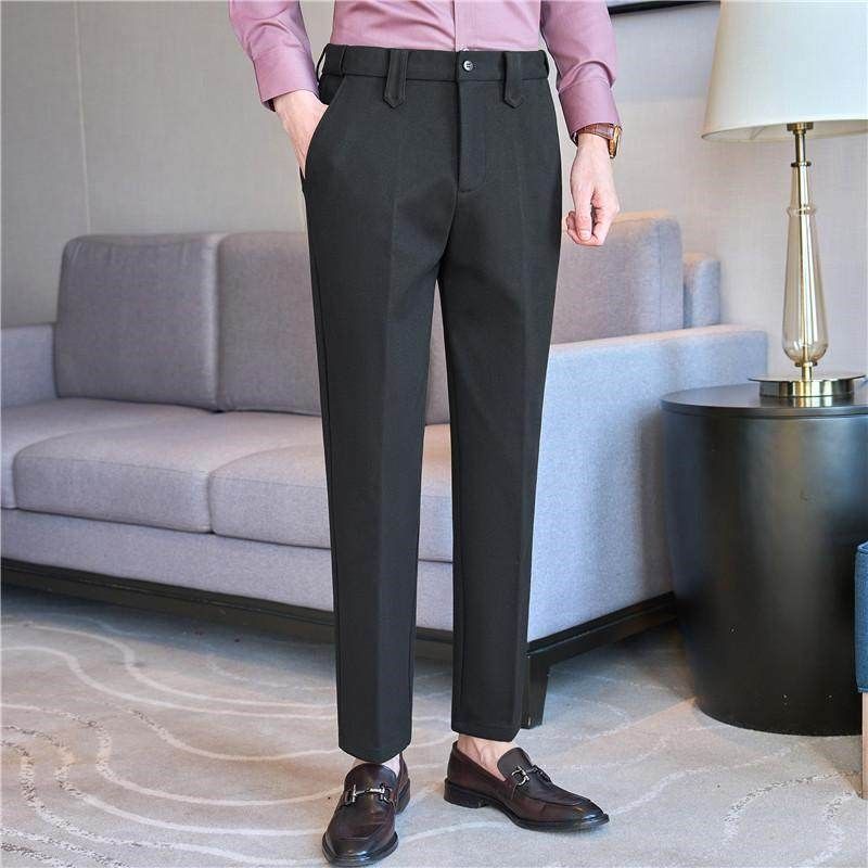 秋冬毛呢加厚西裤男九分裤松紧腰商务西装裤小脚直筒正装休闲长裤,淘宝优惠券,粉丝福利购,淘宝优惠卷