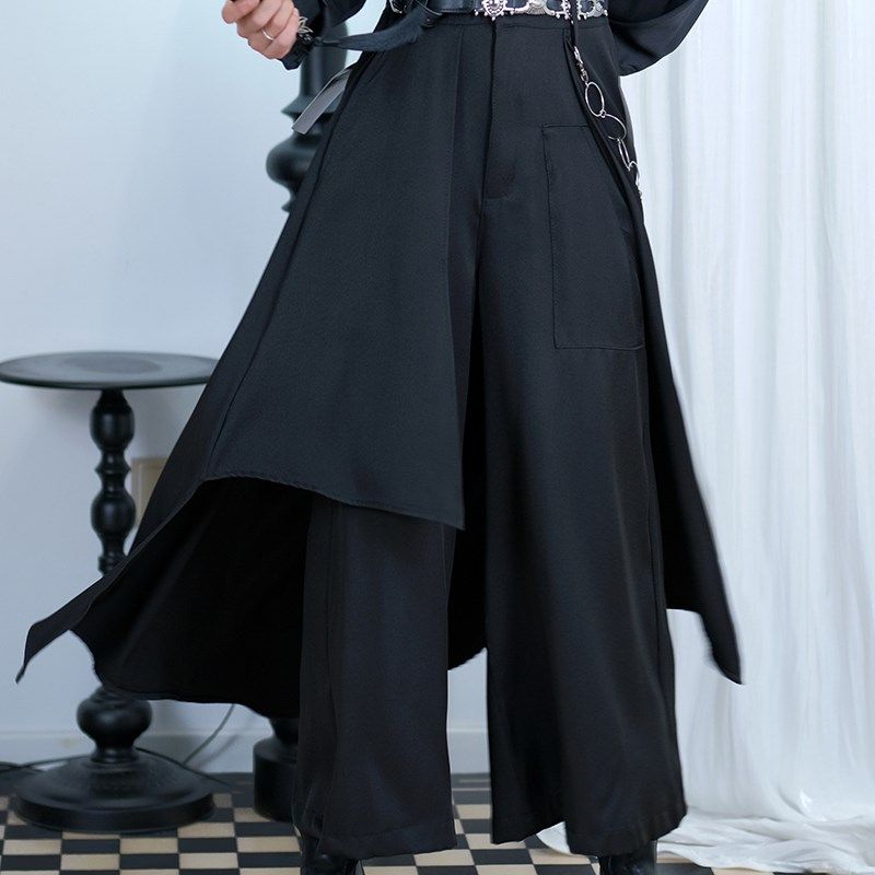 新中式国风阔腿裤无性别高级感织锦飘带金属腰带裙裤七八分套装,淘宝优惠券,粉丝福利购,淘宝优惠卷