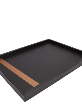 现代简约木质皮革创意托盘样板间家居客厅桌面收纳果盘摆件装饰品