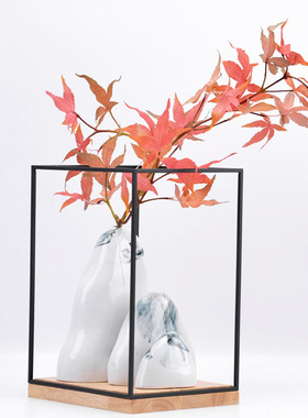 现代中式陶瓷摆件铁艺酒店餐x厅书房样板间玄关处装饰品工艺摆设