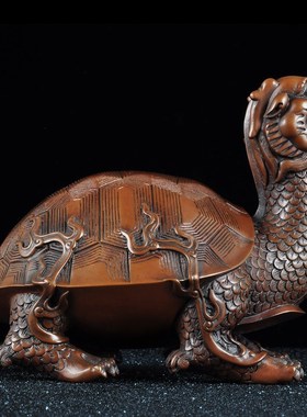 紫铜龙头龟摆件招财龙龟风水工艺品家居客厅玄关装饰品商务礼品