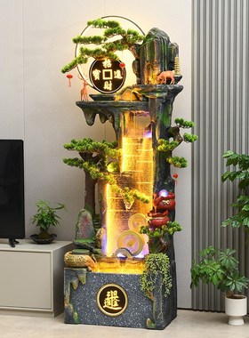 新款假山流水喷泉招财进宝摆件办公室客厅会所门店风水轮景观装饰