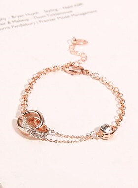 幸运环水晶手链女韩版简约时尚学生个性百搭闺蜜手环手镯手饰礼物
