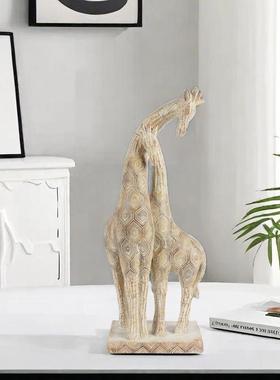 复古术树脂长颈鹿店橱铺窗摆设创意陈道1_18具家居艺酒列柜装饰品