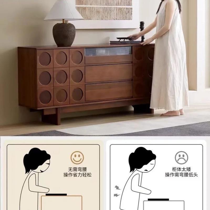 北欧中古餐边复古简约收纳茶水实木玄关家用组合客厅边柜储物柜 - 图1