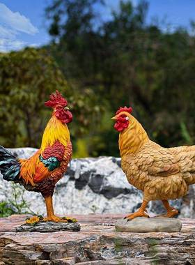 户外动物雕塑花大园草坪鸡公造景装饰仿真公鸡摆生肖鸡件模型新款
