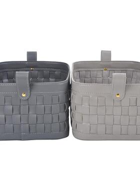 日系新款手工编织皮革收纳篮玄关卧室衣橱桌面长方形收纳筐小篮子