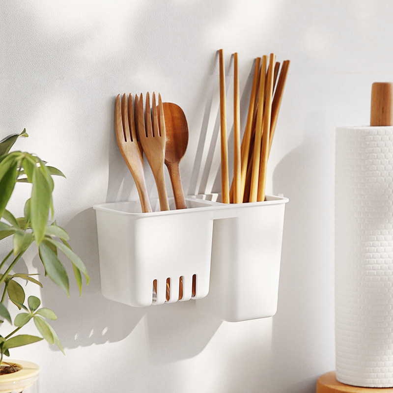 Chopstick cage rack wall-mounted home kitchen punch-free drain chopstick basket spoon barrel tableware storage box