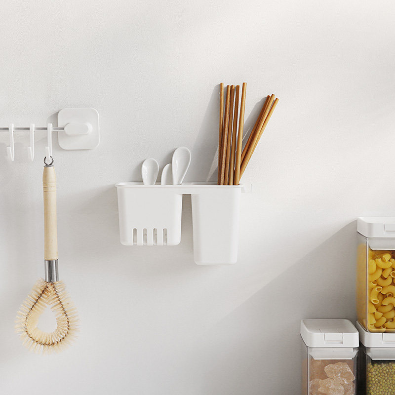 Chopstick cage rack wall-mounted home kitchen punch-free drain chopstick basket spoon barrel tableware storage box