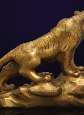 黄铜老虎摆件十二生肖生日礼品工艺品客厅电视柜玄关办公桌装饰品