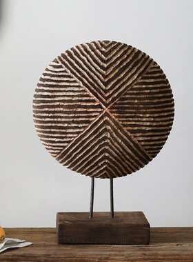 侘寂风实木摆件客厅电视柜新中式禅意民宿玄关软装工艺品装饰摆设