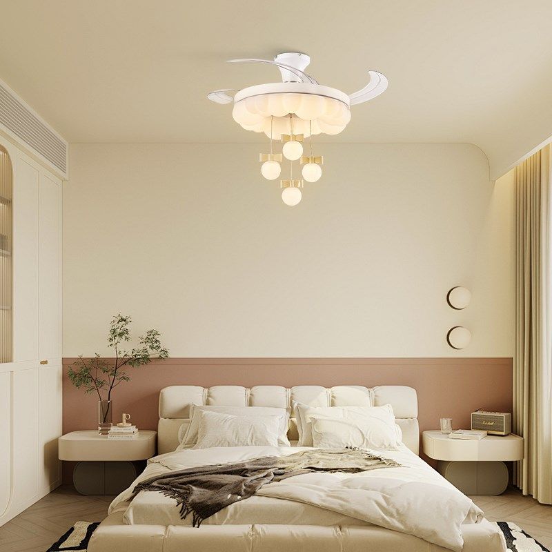 吸顶隐形风扇灯静音奶油风餐厅主卧室灯儿童房护眼吊T扇灯2025新,淘宝优惠券,粉丝福利购,淘宝优惠卷