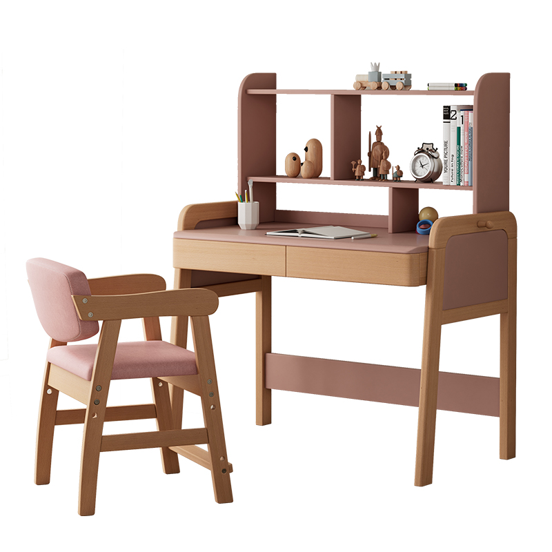 Children's desk solid wood student home bedroom small apartment writing desk creative beech study table and chair can be lifted