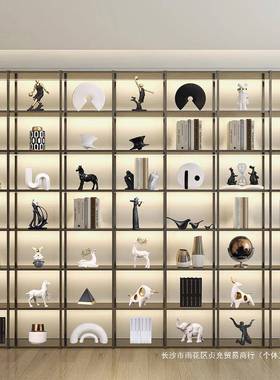 新式奢高档家轻装饰套装中品摆件书柜客厅办公室展示柜软装工居艺