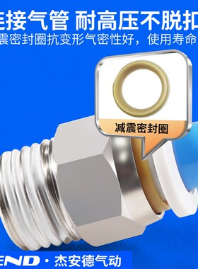 螺纹直通快插接头PC8/6/10-02/01/04/M5白色气动软管快速接头气嘴