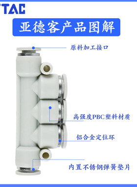 精品气管五通接头 APK气动塑料快插APK-系列 五通易插易拔apk接头