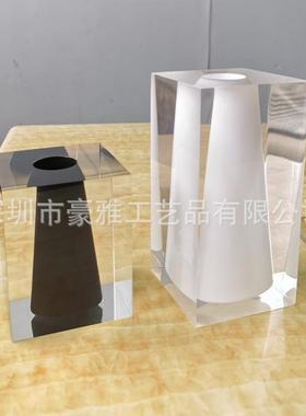 HY10320制亚克力树脂花瓶明脂花瓶黑树白配桌面摆件花透作瓶